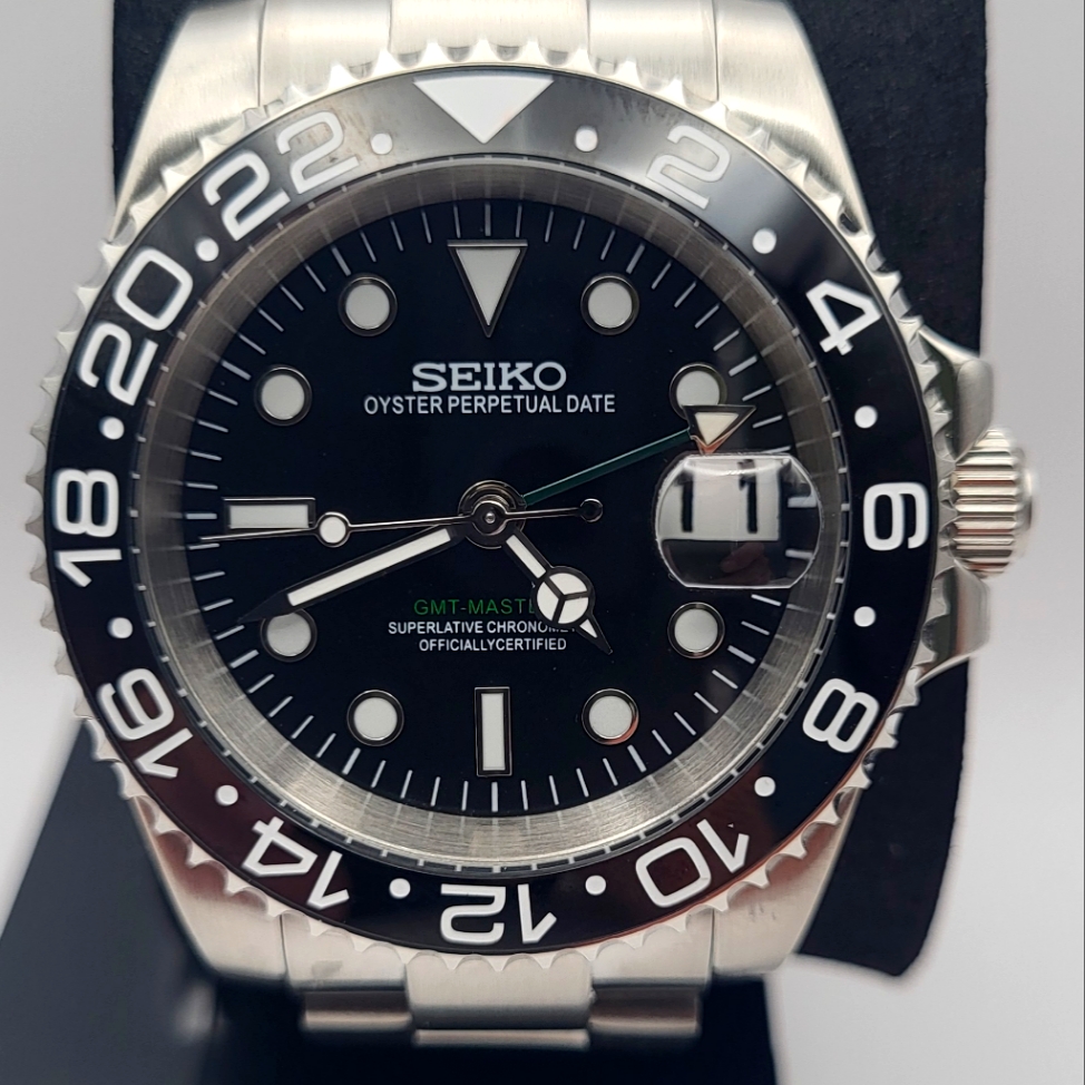 New Custom 40mm Seikomod Automatic Gmt Watch